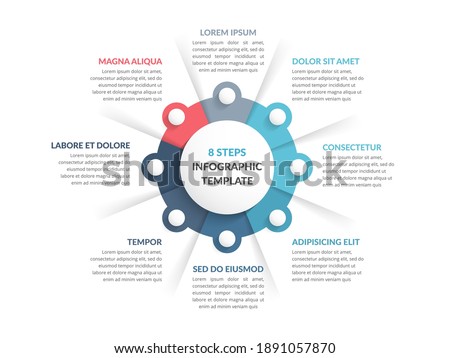 Circle diagram template with eight steps or options, infographic template for web, business, presentations, vector eps10 illustration