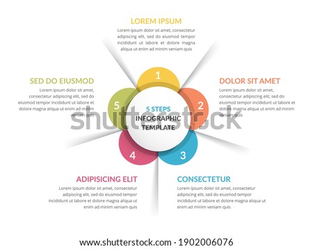 Circle diagram template with five steps or options, infographic template for web, business, presentations, vector eps10 illustration