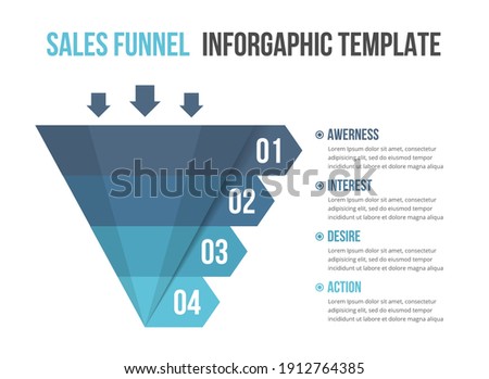 Funnel diagram with 4 elements, infographic template for web, business, presentations, vector eps10 illustration