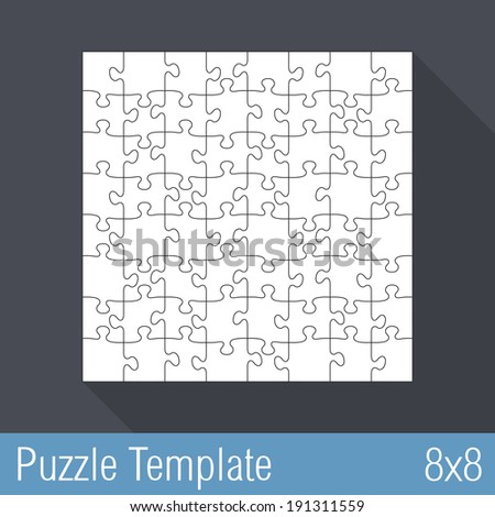 Square jigsaw puzzle template 8x8 pieces, vector eps10 illustration