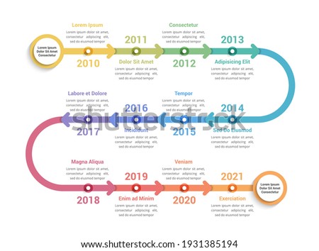 Timeline infographics template with 12 arrows, workflow, process chart, vector eps10 illustration