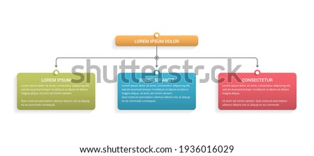 Flowchart with 2 levels and 3 elements, infographic template for web, business, presentations, vector eps10 illustration