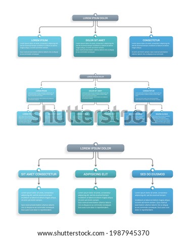 Three flowcharts, business infographic templates, vector eps10 illustration