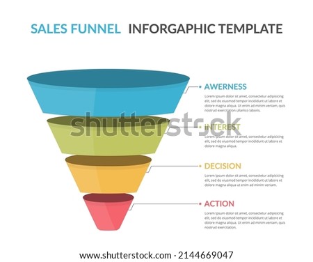 Funnel diagram with 4 elements, infographic template for web, business, presentations, vector eps10 illustration