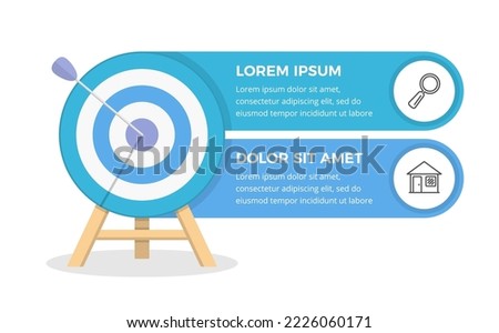 Red target with 2 elements for text and icons, infographic template, 2 steps to success, vector eps10 illustration