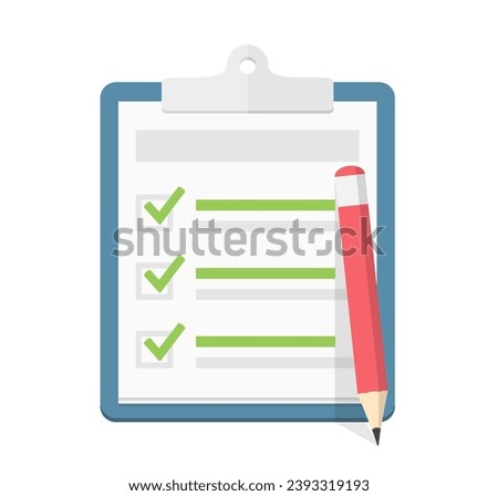 Check list with three check boxes and red pencil, vector eps10 illustration