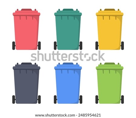 Colorful trash bins, flat style, vector eps10 illustration