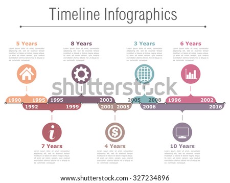 Timeline infographics design template with different time intervals, vector eps10 illustration