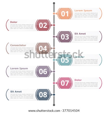 Vertical rrocess diagram template with eight numbers, steps or options, vector eps10 illustration