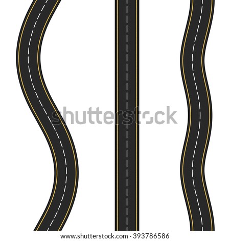 Three vertical seamless roads on white background, vector eps10 illustration