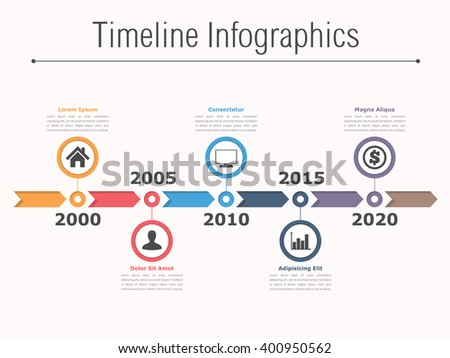 Timeline infographics design with arrows, workflow or process diagram, flowchart, vector eps10 illustration