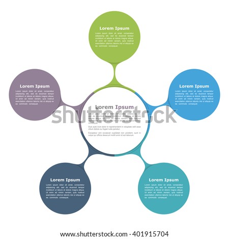 Circle Diagram Infographics With Five Elements With Icons And Text ...