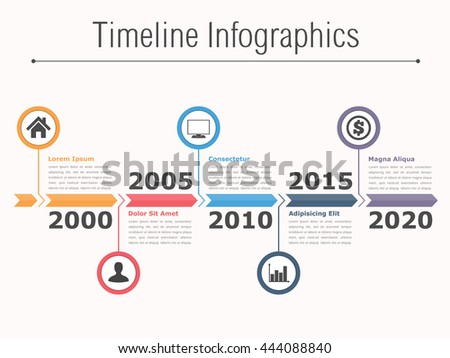 Timeline infographics design with arrows, workflow or process diagram, flowchart, vector eps10 illustration