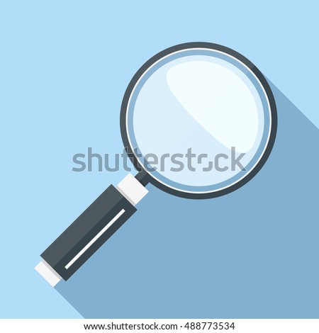 Magnifying glass icon, flat design with long shadow, vector eps10 illustration