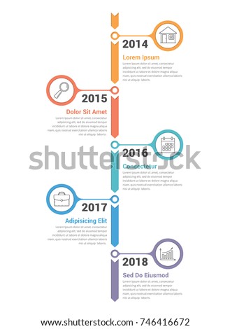 Vertical timeline infographics template with arrows, vector eps10 illustration