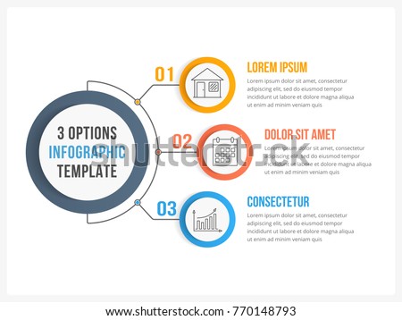 Circle infographic template with three steps or options, workflow or process diagram, vector eps10 illustration