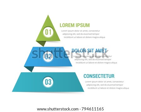 Pyramid infographic template with three elements, vector eps10 illustration