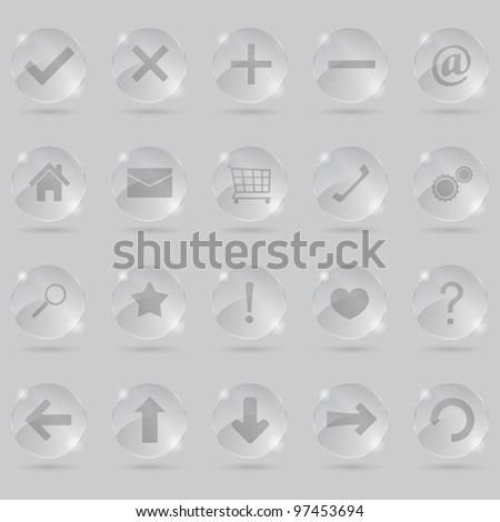 Set of glass icons, vector eps10 illustration