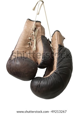 Old Boxing Gloves Hanging On A Lace. Stock Photo 49213267 : Shutterstock