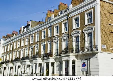 Typical London Architecture Featuring A Line Of Identical Houses. Stock ...