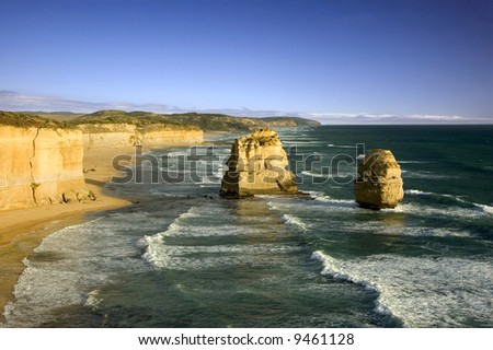 Australia's natural wonder, The Twelve Apostles - sandstone cliffs worn ...
