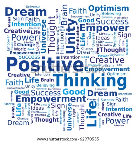 Word Cloud Tag - Positive Thinking in Blue Colors