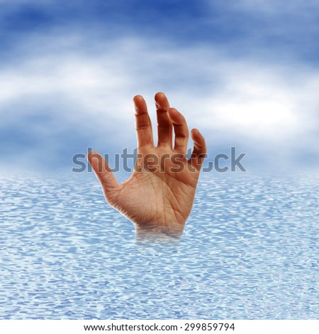 hand drowning in water
