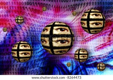 spheres with eyes floating in a binary world