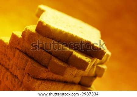 pile of toasted bread for breakfast in warm golden light