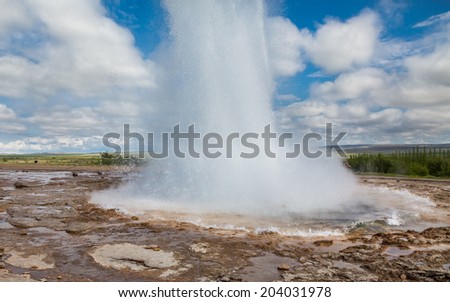 Detailed view of emerging Geyser in Iceland