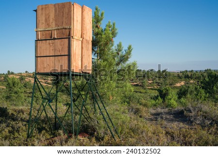 View of hut for big game hunting, made of wood and iron, closeup
