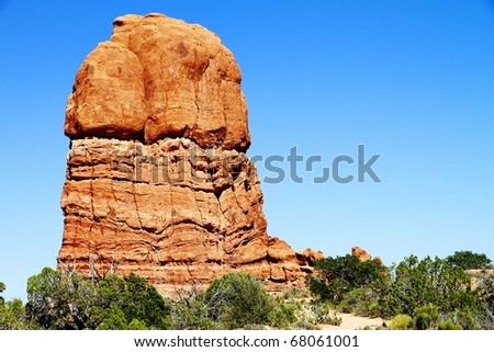 Balanced Rock is a natural rock feature Arches National Park near Moab, Utah.