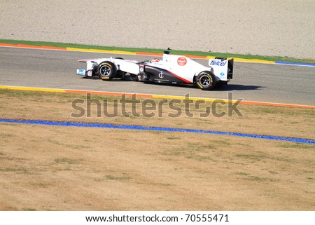 CHESTE, SPAIN - FEBRUARY 1: Formula 1 in Cheste (Spain) - Sauber motorsport F1 Team driver Kamui Kobayashi in 2011 first official training day on February 1, 2011 in Cheste (Valencia), Spain
