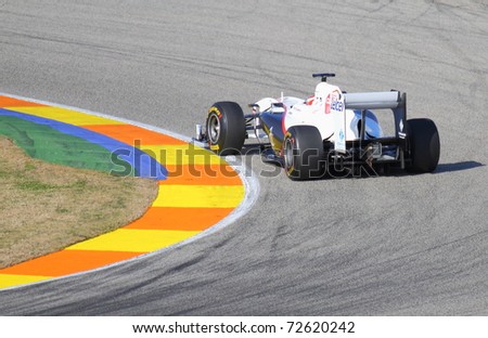CHESTE, SPAIN - FEBRUARY 1: Formula 1 in Cheste (Spain) - Sauber motorsport F1 Team driver Kamui Kobayashi in 2011 first official training day on February 1, 2011 in Cheste (Valencia), Spain