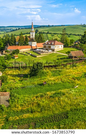 Summer in Haferland Fortified Saxon Church in Crit (Deutsch Kreuz) traditional Saxon village in Brasov county, Romania Photo stock © 