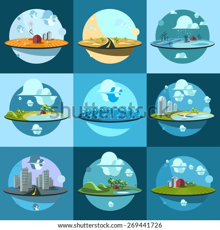 Set of landscapes icons.
