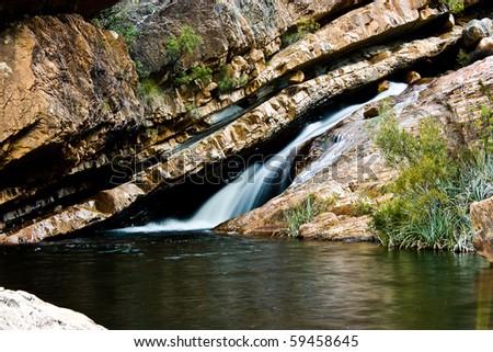 Mountain pool with a waterfall at the top