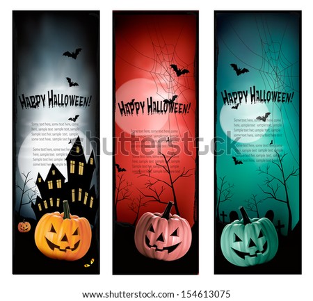 Set of holiday Halloween banners. Vector