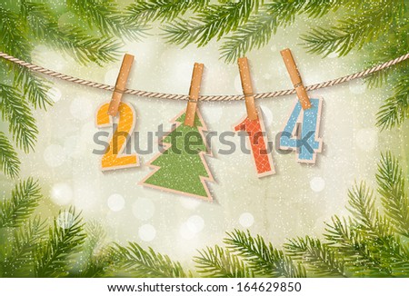 2014 Happy New Year! Holiday background. Vector