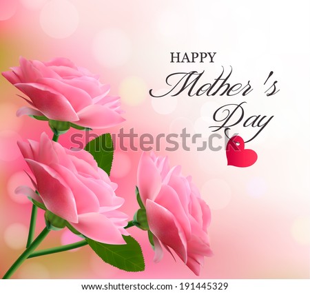 Holiday background with pink beautiful flowers. Mother\'s Day. Vector.