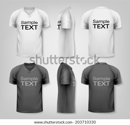 V-neck t-shirts with sample text space. Vector. 
