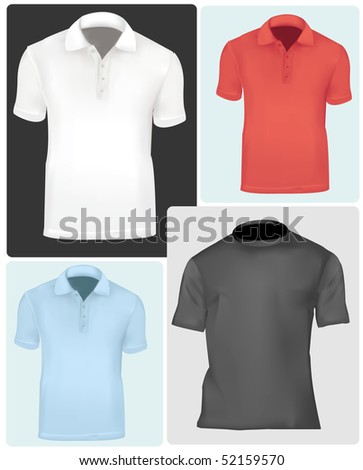 Photo-Realistic Vector Illustration. Two Polo Shirts And Two T-Shirts ...