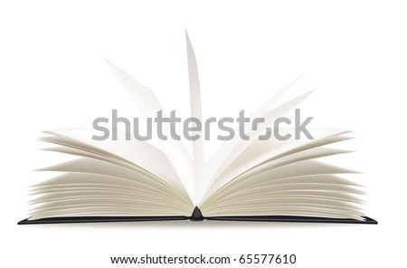 White opened book with blank pages. Vector.