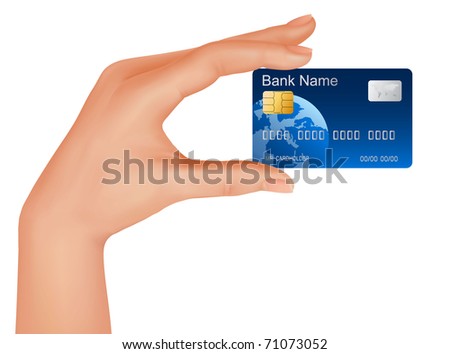 Hand with credit card. Business concept. Vector illustration.