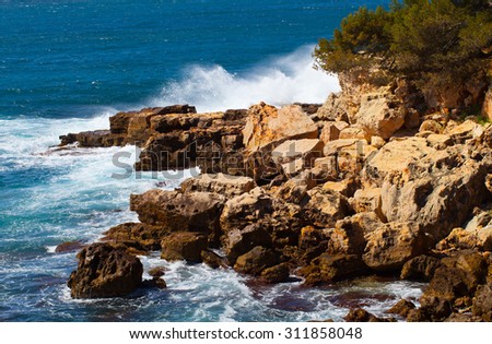 Waves falling on the rocks - Mediterranean sea