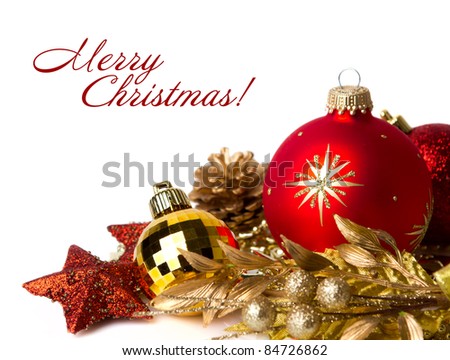 Bright christmas composition with balls and sample text