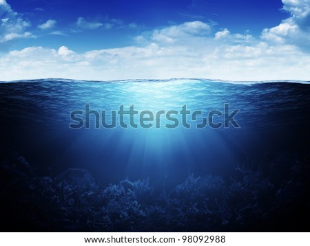 Sky, waterline and underwater background
