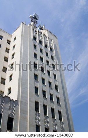 Communication center skyscraper in Bucharest - Romania portrait orientation