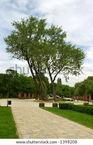 Isolated tree group in Herastrau Park from Bucharest - Romania portrait orientation