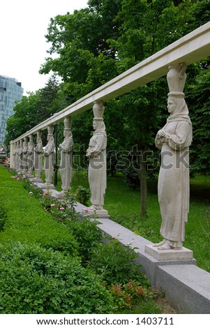 Sculpture lady group in Herastrau Park from Bucharest - Romania portrait orientation